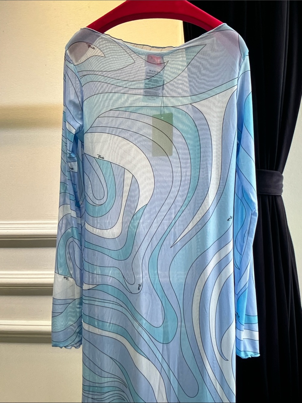 Emilio Pucci Light Blue & White Marble-Print Maxi Dress - Picture 3 of 8
